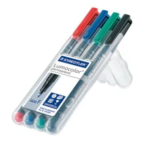 Staedtler Lumocolor 318 Pack de 4 Rotuladores Permanentes Punta Fina 0.6mm Colores Surtidos
