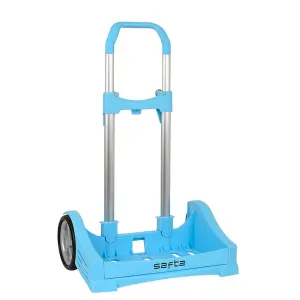 Safta Carro Portamochilas Universal con Ruedas Antivibración 14cm Aluminio/PP 40x85x28cm Azul Claro