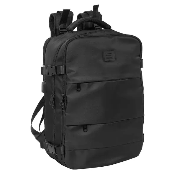 Safta Mochila de Cabina con Conector USB, Portátil hasta 15.6", 23.1L, Negro