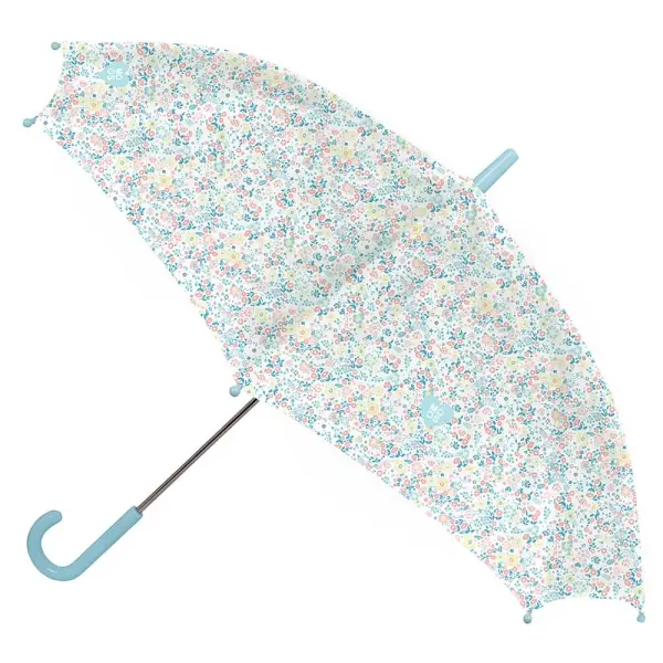 Safta Paraguas Manual 86cm 8 Paneles PVC Poliester Nervios Acero Blanco