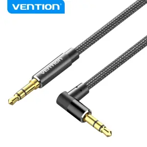 Vention Cable de Audio 90º Angulado Chapado en Oro Aluminio TPE Trenzado Negro
