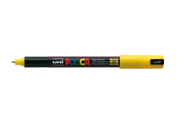 Posca PC-1MR Marcador de Pintura Amarillo Punta Roller 0.7mm Tinta Pigmentada Base Agua