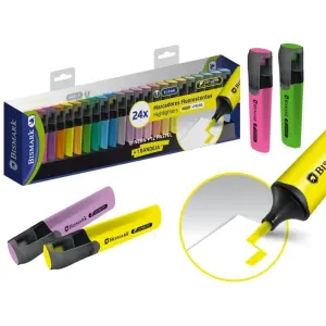 Bismark Pack de 24 Marcadores Fluorescentes Punta Biselada 2-5mm Tinta Base Agua