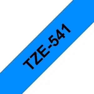 Brother TZe541 Cinta Laminada de Etiquetas 18mm Texto Negro sobre Fondo Azul 8m