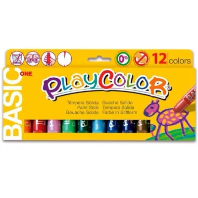 Playcolor Témperas Sólidas Basic One Estuche de 12 Barras Surtidas