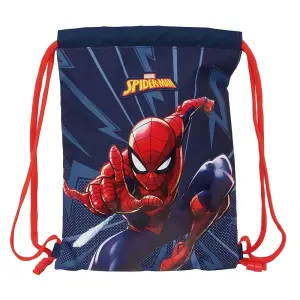 Safta Spider-Man Saco Plano 3L con Cremallera y Cordones Azul Marino 260x10x340mm