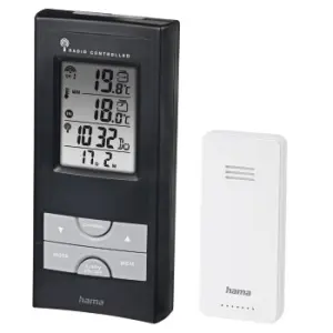 Hama EWS-165 Estación Meteorológica con Reloj, Sensor Exterior y Termómetro, Negro
