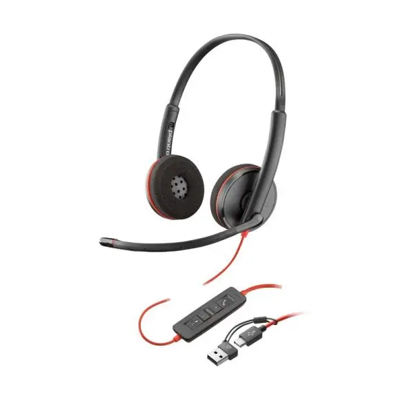 HP Poly Blackwire 3220 USB-C Auriculares con Micrófono y Controles en Cable - Negro