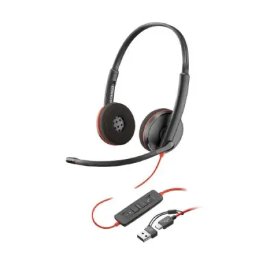 HP Poly Blackwire 3220 USB-C Auriculares con Micrófono y Controles en Cable - Negro