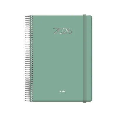 Dohe Denver Agenda Anual - Dia Pagina - Sabado y Domingo misma Pagina - Cierre con Goma Elastica - Tamaño 15x21cm - Color Verde