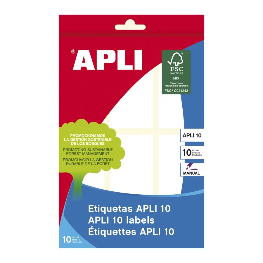 APLI ETIQUETAS ADHESIVAS 34X67MM ESCRITURA MANUAL C/ROMOS 6 X 10H BLANCO