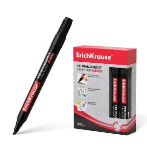 ErichKrause Marcador Permanente P-300 Punta Biselada Color Negro para Múltiples Superficies