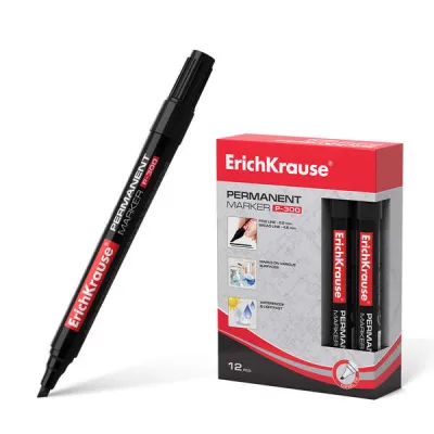 ErichKrause Marcador Permanente P-300 Punta Biselada Color Negro para Múltiples Superficies