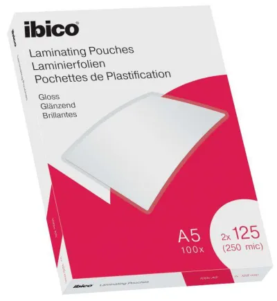 Ibico Caja de 100 Laminas de Plastificar A5 125 Micras Gloss Cristalino