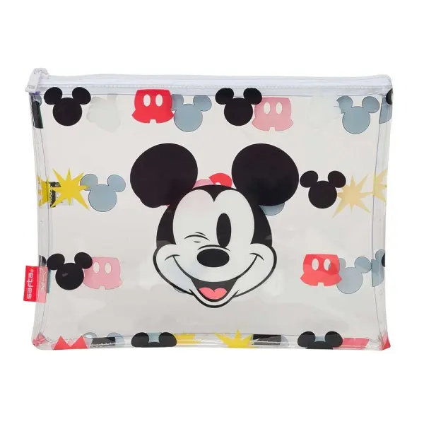 Safta Bolsa de Verano Mickey Mouse - Cremallera - 2L - Ideal Playa y Piscina - 300x230mm - Color Blanco