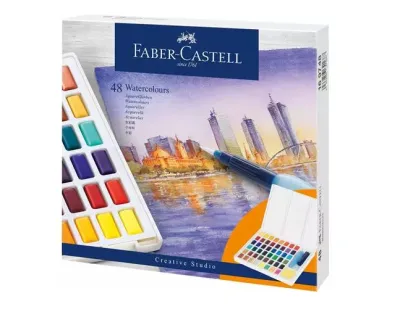 Faber Castell Acuarelas En Pastillas Creative Studio Estuche 48 Colores Surtidos