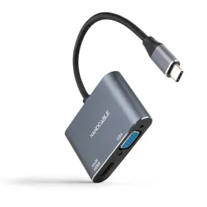 Nanocable Conversor USB-C a HDMI 4K y VGA - Color Gris