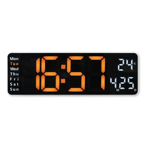 Hama Santa Cruz Reloj De Pared Digital - Termometro - Alarma - Fecha - Pantalla Grande - 32X10X3Cm - Color Blanco