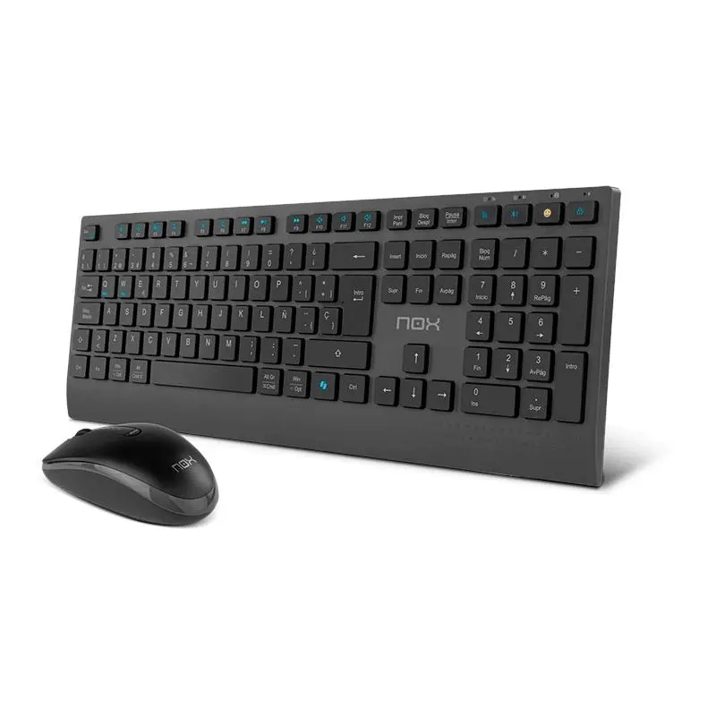 NOX NXLITEDUOSP Teclado y Ratón Inalámbrico RF + Bluetooth QWERTY Español Negro