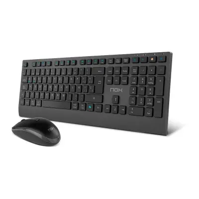NOX NXLITEDUOSP Teclado y Ratón Inalámbrico RF + Bluetooth QWERTY Español Negro