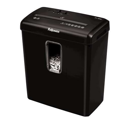 Fellowes P-30C Destructora De Papel Manual Corte En Particulas P-4 - Destruye Hasta 6 Hojas A La Vez - Capacidad De La Papelera 15L - Color Negro