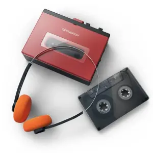 Energy Sistem Reproductor de Cintas Cassette Portátil Bluetooth - Auriculares Retro - Micrófono - Batería 1200mAh - USB-C - Rojo