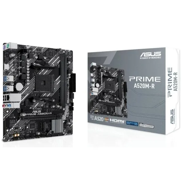 Asus Prime A520M-R Placa Base Amd4 2X Ddr4 - Hdmi, M.2, Pci Express, 4X Sata Iii, Usb 2.0, 3.2, Rj-45, Microatx