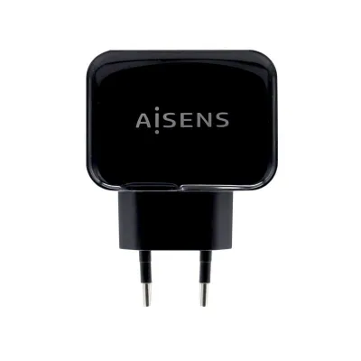 Aisens Cargador USB 17W 5V/3.4A, 2 Puertos USB-A con Control AI, Negro