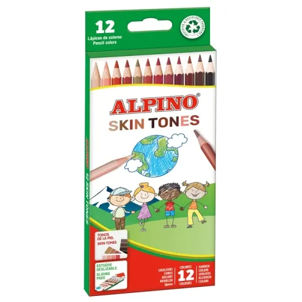 Alpino Pack de 12 Lápices de Colores Hexagonales - Mina de 3mm - Resistente a la Rotura