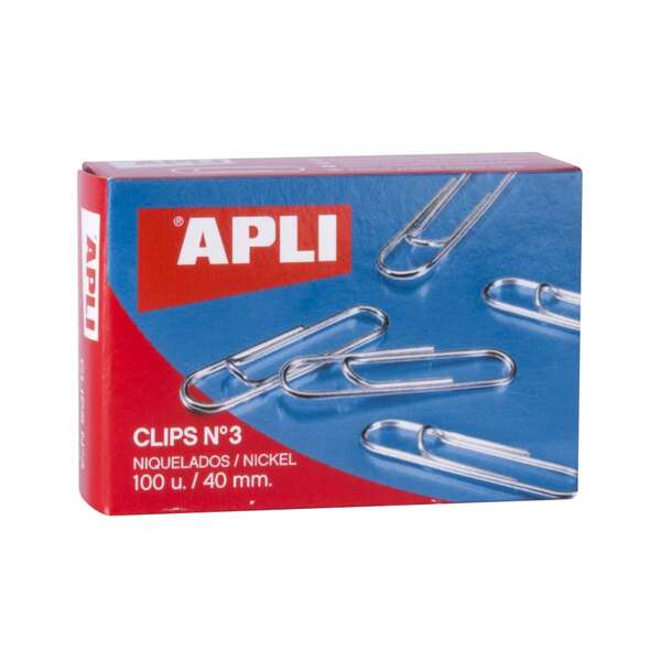 Apli Pack De 100 Clips Niquelados Nº3 40 Mm