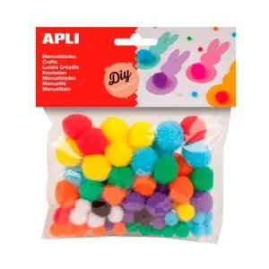 Apli Pack de 78 Pompones Surtidos Ø 8 mm a Ø 20 mm en Colores Variados