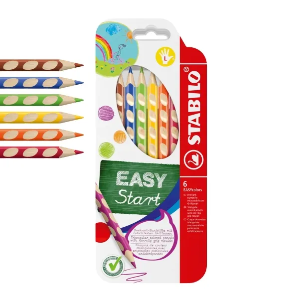 Stabilo Easycolors Pack Con 6 Lapices De Colores Ergonomicos - Mina De 4.2Mm - Forma Triangular - Uso Zurdo - Colores Surtidos