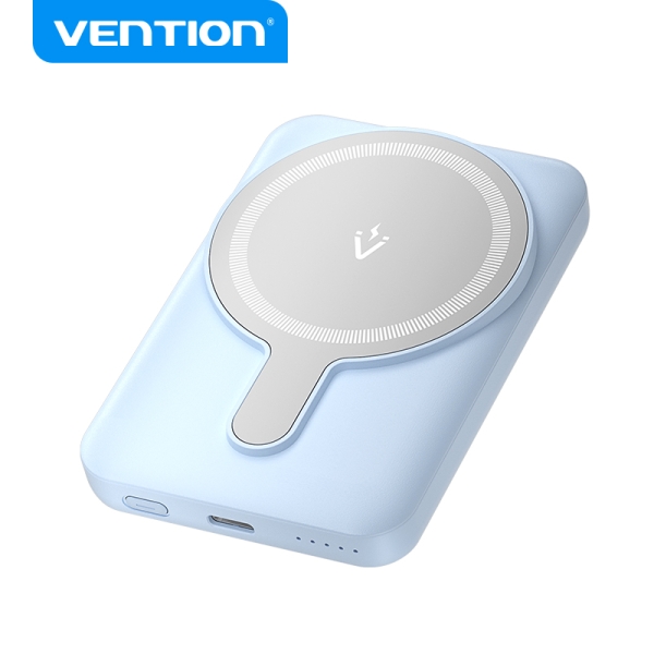 Vention Powerbank 5000Mah Magnetico Inalambrico - Usb-C Dual - Carga Rapida 20W - Display Luminoso - Color Azul