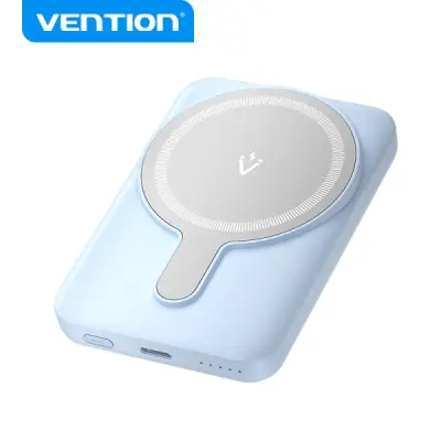 Vention PowerBank 5000mAh Inalámbrico Magnético USB-C Dual Carga Rápida 20W Azul