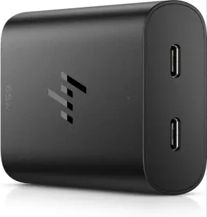 HP Cargador USB‑C GaN 65W - 2 Puertos Carga Simultanea - Diseño Compacto y Ligero - Color Negro