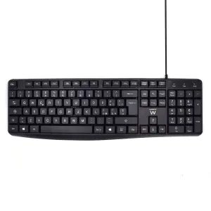 Ewent Teclado USB QWERTY IT con Cable de 1.35m y Teclas Silenciosas - Negro