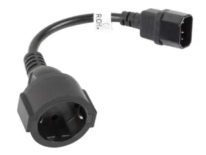 Lanberg C14 Acoplador Cable de Transmisión Negro 0,18 m