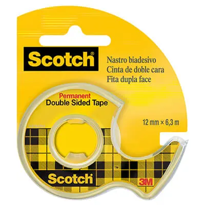 Scotch Cinta Adhesiva Doble Cara 12mm x 6.3m con Dispensador Práctico