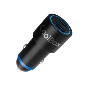 Coolbox Cargador de Coche 48W 1xUSB-C 1xUSB-A Negro