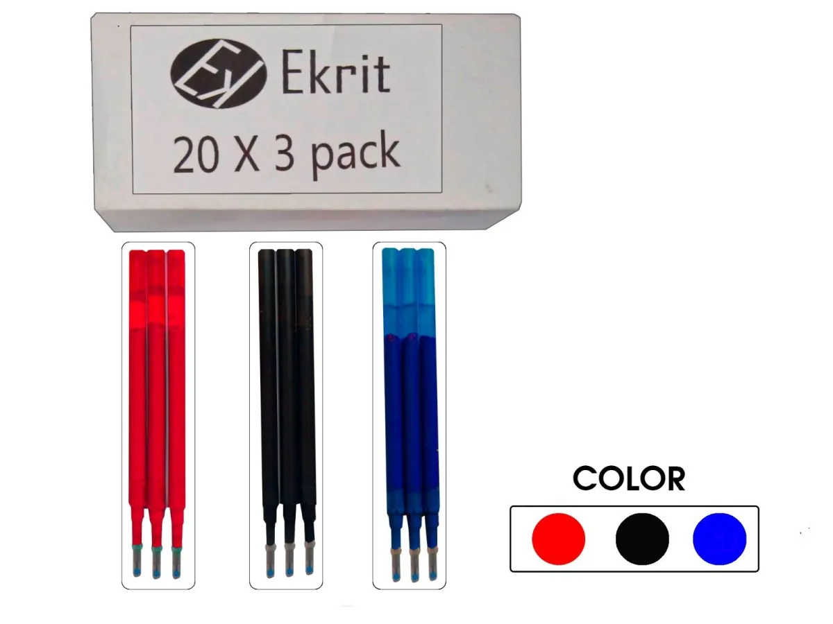 Ekrit Recambio Tinta Gel Para Bolígrafo Borrable Rojo - Blister De 3