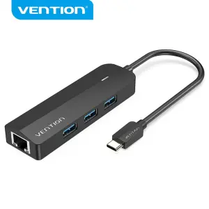 Vention HUB 5 En 1 USB-C a 3xUSB 3.0/RJ45/Micro B Powered - 0.15m - Negro