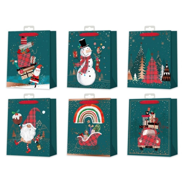 Bismark Bolsa De Papel Navidad - Impresion Foil - 6 Diseños Diferentes