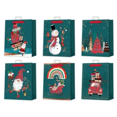 Bismark Bolsa De Papel Navidad - Impresion Foil - 6 Diseños Diferentes