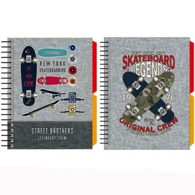 Senfort Cuaderno Espiral A6 120H T/Dura con 2 Separadores Forrado Skateboard Surtido
