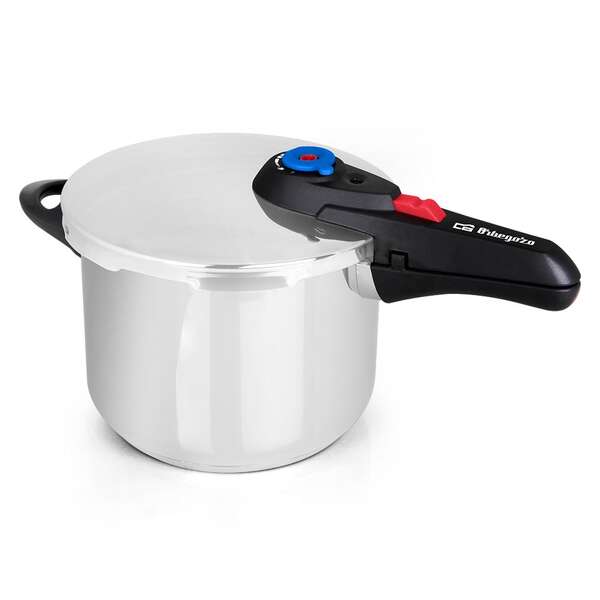 Orbegozo Hp 8006 Olla A Presion De Acero Inoxidable 18/10 - Capacidad 8 Litros - Cinco Sistemas De Seguridad - Fondo Termo Difusor - Apto Para Todo Tipo De Fuegos - Preserva Vitaminas Y Sabores