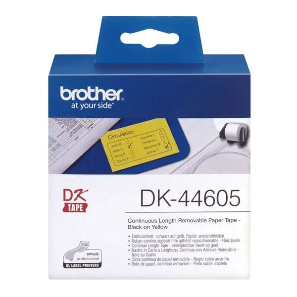 Brother Cinta Continua Papel Térmico Removible Amarillo 62mm x 30,48m