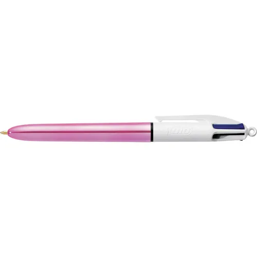 Bic Bolígrafo 4 Colores Shine Silver Cuerpo Blanco/Rosa Metálico Caja 12 Ud