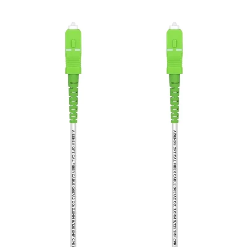 Aisens Cable Fibra Óptica Latiguillo G657A2 3.0 9/125 Smf Simplex Cpr Dca Lszh,Sc/Apc-Sc/Apc, Blanco 1.0M