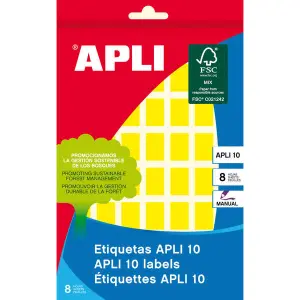 Apli Etiquetas Amarillas 12 x 18mm - 10 Unidades en 8 Hojas