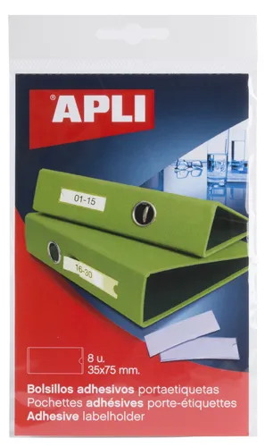 Apli Bolsillos Adhesivos Portaetiquetas 35X75Mm Bolsa De 8 Transparente
